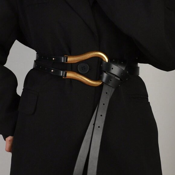 Black Elegant Women's Studded Decor Belt Halloween - Picture 1 of 4